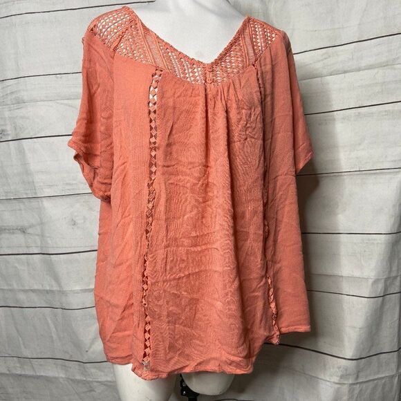 Torrid peach top split shoulder size 1 14 16 - Picture 1 of 6